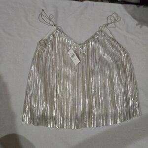 Antroplogie - 4Si3nna Women's SIZE XS Silver Metallic Women's Top NWT